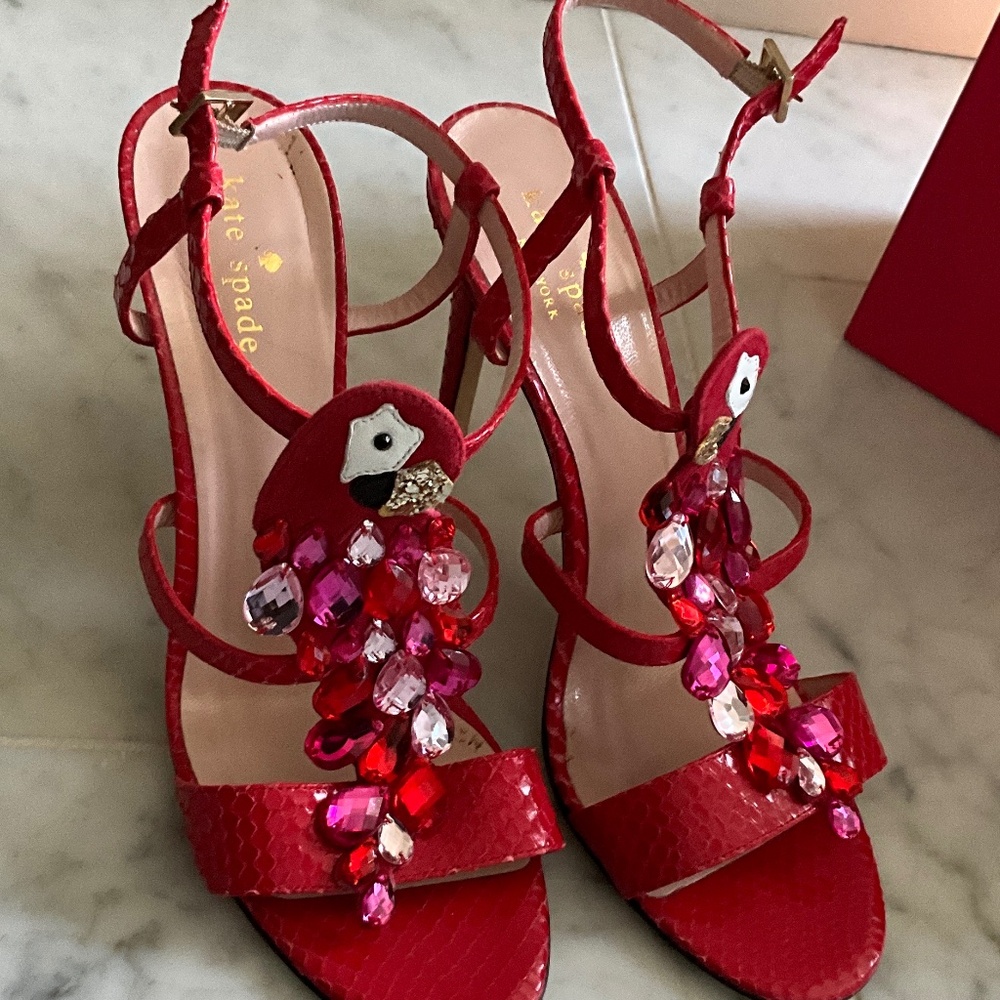 Kate Spade “Idalou” ruby python sandals with jewe… - image 7